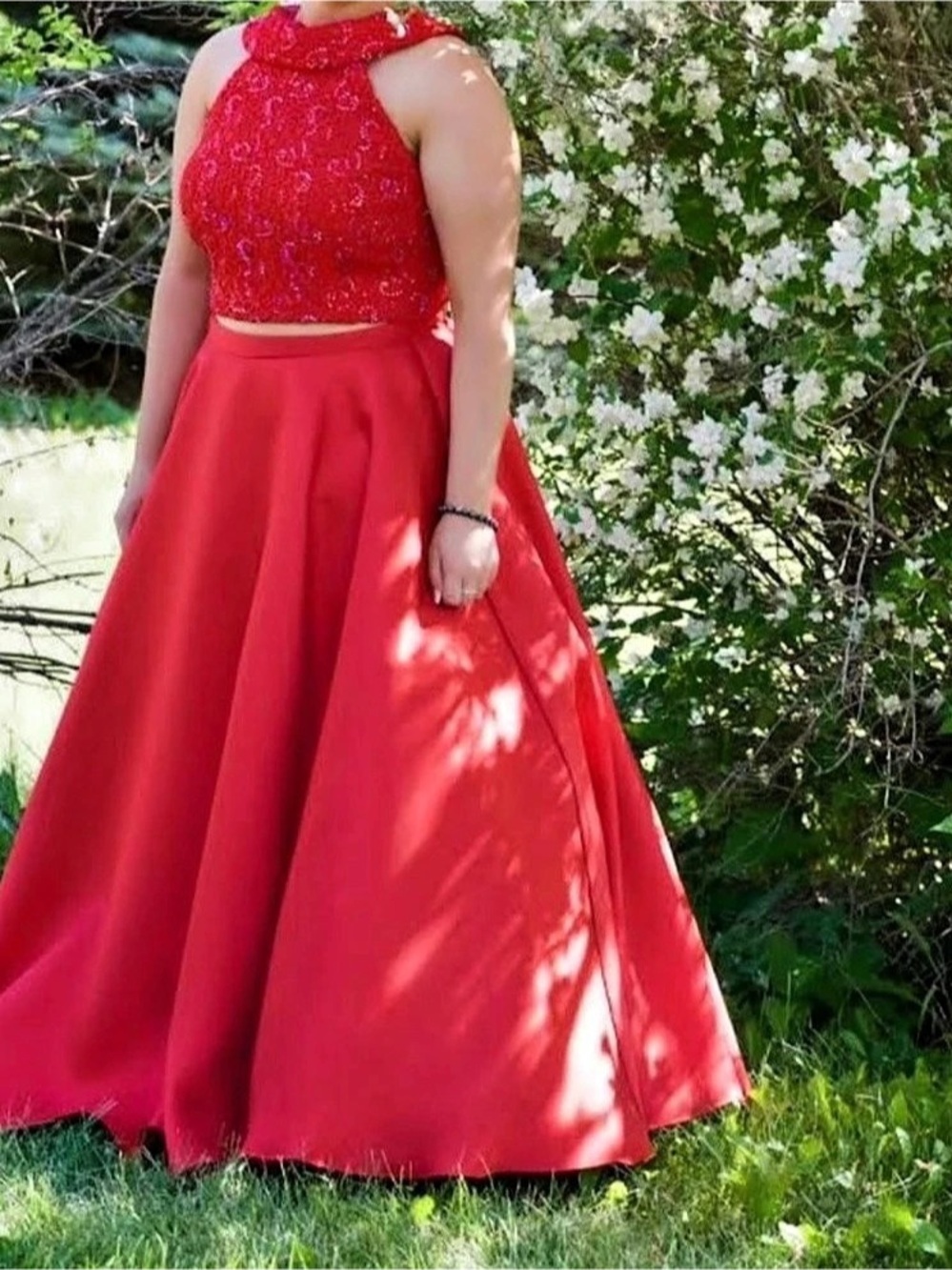 Alyce Red Beaded Prom Dress Like New